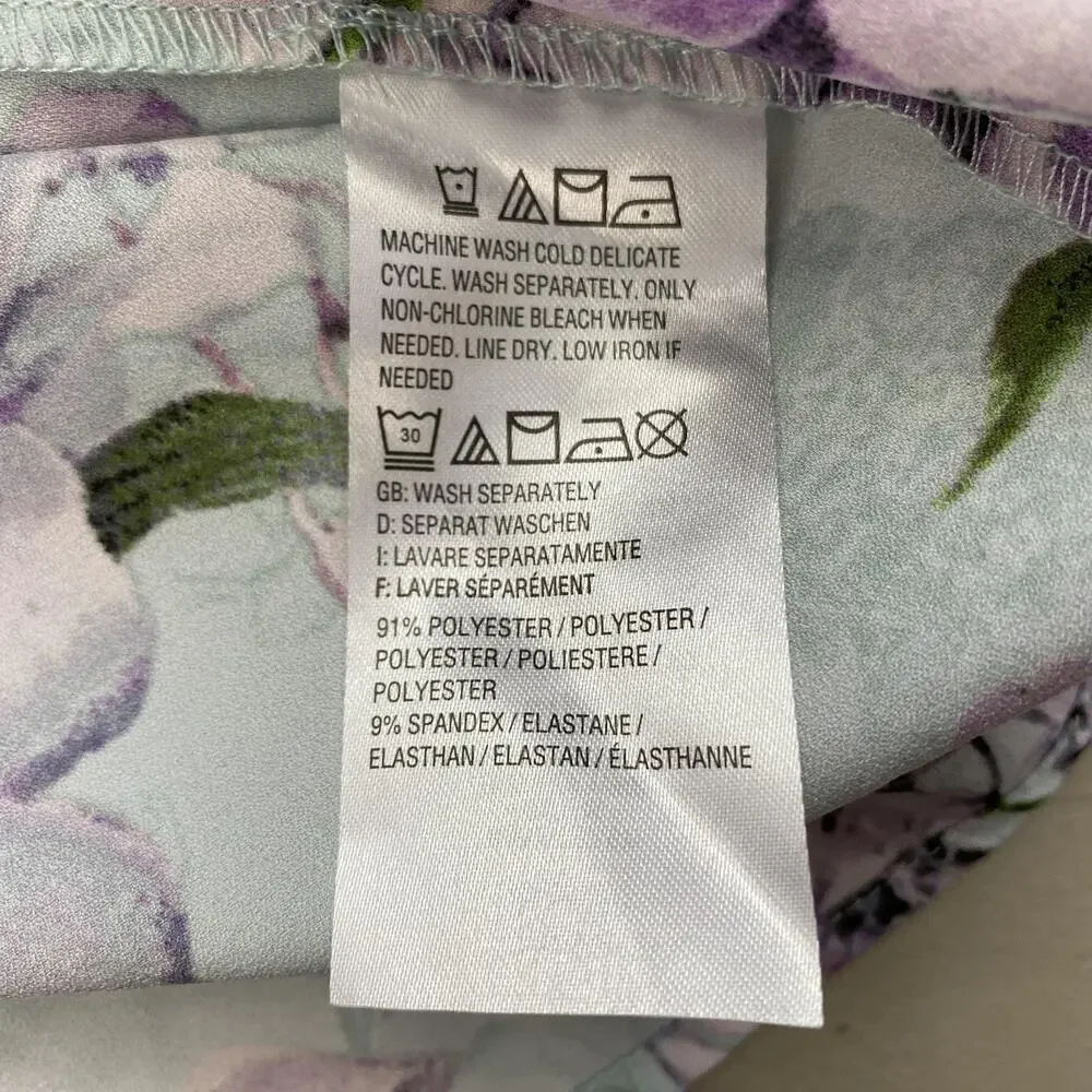 Belle Kim Gravel Top Large Blue Floral Flutter Sleeve Pastel Garden Boho A307916 - Picture 10 of 13